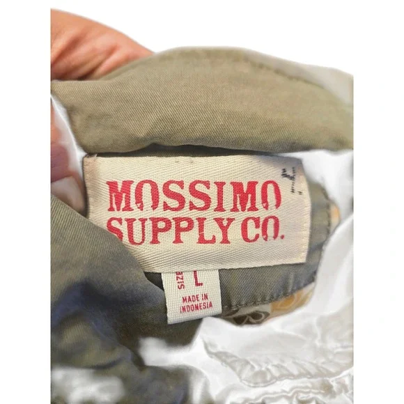 Mossimo Supply Co Green Utility Jacket Drawstring Waist Pockets Button Front - Picture 8 of 8